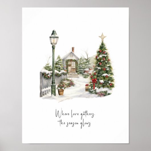 Winter Scene Greenery Pine kerstbomen Poster (Voorkant)