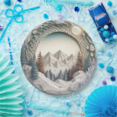 Winter Scene Holiday, 3D-look Papieren Bordje (Feest)