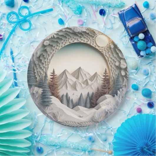Winter Scene Holiday, 3D-look Papieren Bordje (Feest)