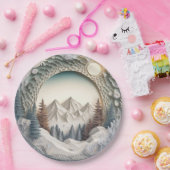 Winter Scene Holiday, 3D-look Papieren Bordje (Feest)