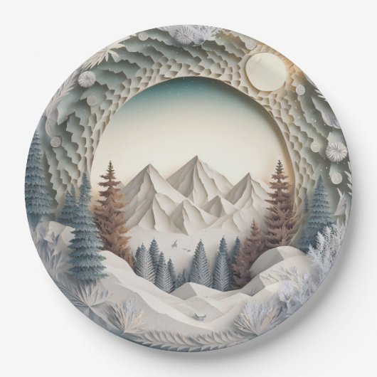 Winter Scene Holiday, 3D-look Papieren Bordje (Voorkant)