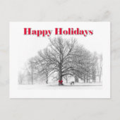 Winter Scene Holiday Kaart Red Bow (Briefkaart) (Voorkant)