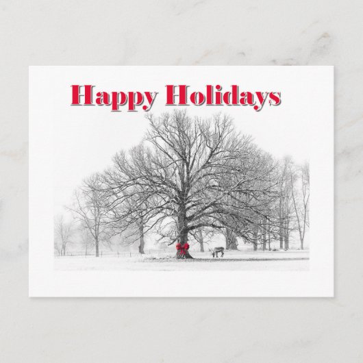 Winter Scene Holiday Kaart Red Bow (Briefkaart) (Voorkant)