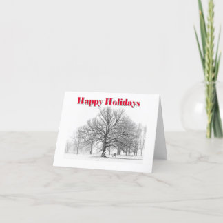 Winter Scene Holiday Kaart White Bow (Gevouwen)
