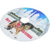 Winter Scene Horse and Fence Merry Kerstmis Kerstboom Rok (Gekanteld)