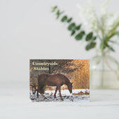 Winter Scene Horse Stables Visitekaartje (Staand voorkant)