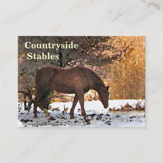 Winter Scene Horse Stables Visitekaartje (Voorkant)