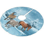 Winter Scene Horses Snow and Trees Kerstmis Kerstboom Rok (Gekanteld)