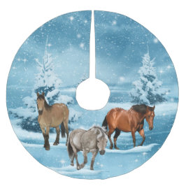 Winter Scene Horses Snow and Trees Kerstmis Kerstboom Rok