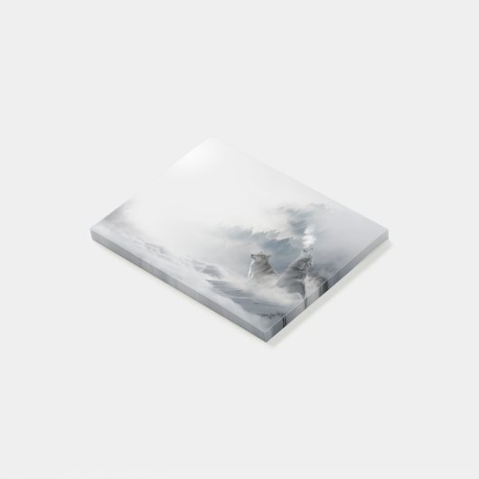 Winter Scene Howling Wolf en Mate Post-it® Notes (Schuin)