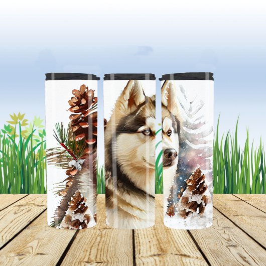 Winter Scene Husky Thermosbeker