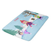 WINTER SCENE ICE SKATING FOR GIRL'S BATH MAT (Gekanteld)