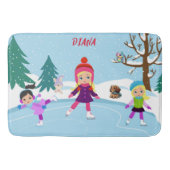 WINTER SCENE ICE SKATING FOR GIRL'S BATH MAT (Voorkant)