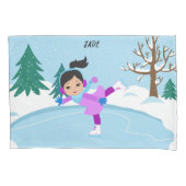 Winter scène Ice Skating personalized Pillow Hoesj Kussensloop (Voorkant)
