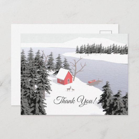 Winter Scene Illustratie Feestdagenkaart (Voorkant / Achterkant)