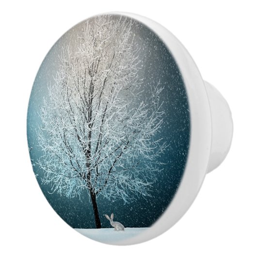 Winter Scene Keramische Knop (Rechts)