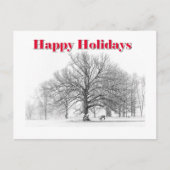 Winter scène kerstkaart witte strik (ansichtkaart) feestdagenkaart (Voorkant)