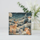 Winter Scene Kerstmis Bosdieren Bedankkaart (Staand voorkant)