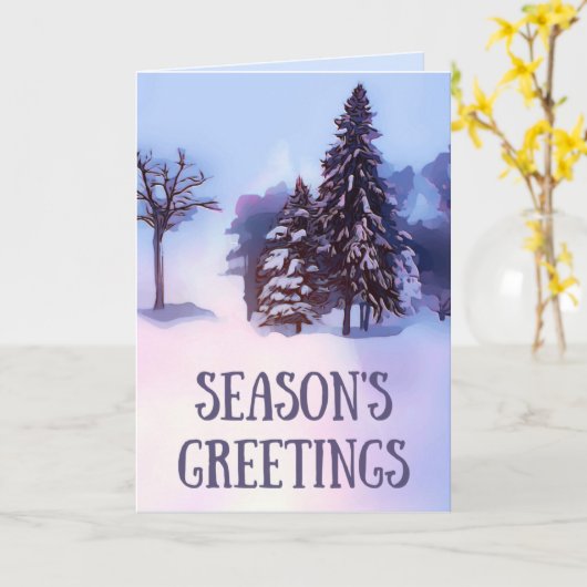 Winter Scene Kerstmis Kaart (Gele Bloem)