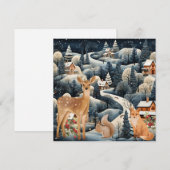 Winter Scene Kerstmis Woodland Dieren Flat Bedankkaart (Voorkant / Achterkant)