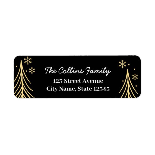Winter Scene Kerstvakantie Adres Label (Voorkant)