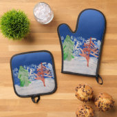 Winter Scene "Kunst voor kinderen" Ovenwant & Pannenlap Set (Top down)