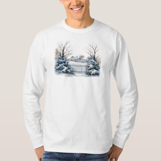 Winter Scene Lange Mouw T-shirt (Voorkant)