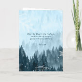 Winter scène Lukas 2:14 Heerlijkheid aan God Kerst Kaart (Achterkant)