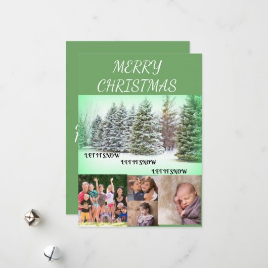 Winter Scene Merry Christmas 4 Photo Collage Feestdagenkaart (Voorkant / Achterkant in situ)
