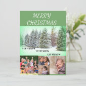 Winter Scene Merry Christmas 4 Photo Collage Feestdagenkaart (Staand voorkant)