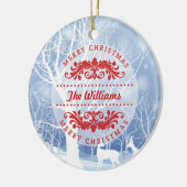 Winter Scene Merry Kerstfamilie Keramisch Ornament (Links)