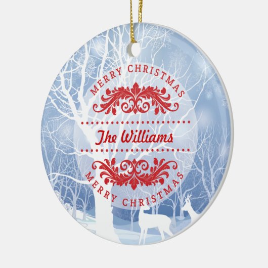 Winter Scene Merry Kerstfamilie Keramisch Ornament (Links)