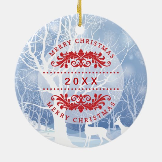 Winter Scene Merry Kerstfamilie Keramisch Ornament (Achterkant)