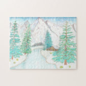 Winter Scene met bergen Jigzaag Puzzle Legpuzzel (Horizontaal)