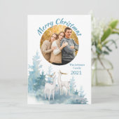 Winter Scene met Deer Kerstfamilie foto (Staand voorkant)