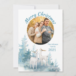 Winter Scene met Deer Kerstfamilie foto
