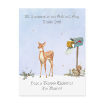 Winter Scene met Deer Religious Kaart