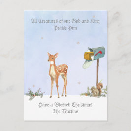 Winter Scene met Deer Religious Kaart