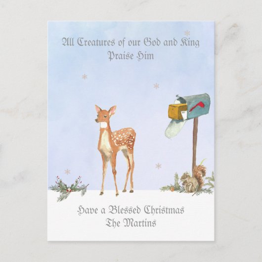 Winter Scene met Deer Religious Kaart (Voorkant)