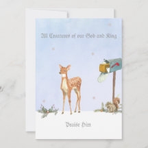 Winter Scene met Deer Religious Kaart
