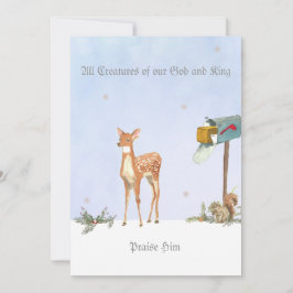 Winter Scene met Deer Religious Kaart
