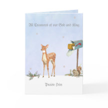 Winter Scene met Deer Religious Kaart
