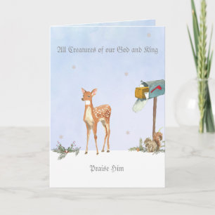 Winter Scene met Deer Religious Kaart