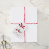 Winter Scene met een Rode Kerk en kerstster Cadeaulabel (Met Touw)