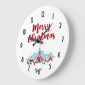 Winter Scene met een Rode Kerk en kerstster Grote Klok (Hoek)