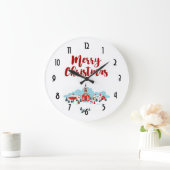 Winter Scene met een Rode Kerk en kerstster Grote Klok (Huis)