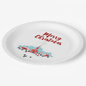 Winter Scene met een Rode Kerk en kerstster Papieren Bordje (Gekanteld)