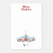 Winter Scene met een Rode Kerk en kerstster Post-it® Notes (Voorkant)
