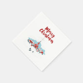 Winter Scene met een Rode Kerk en kerstster Servet (Hoek)