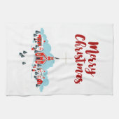 Winter Scene met een Rode Kerk en kerstster Theedoek (Horizontaal)